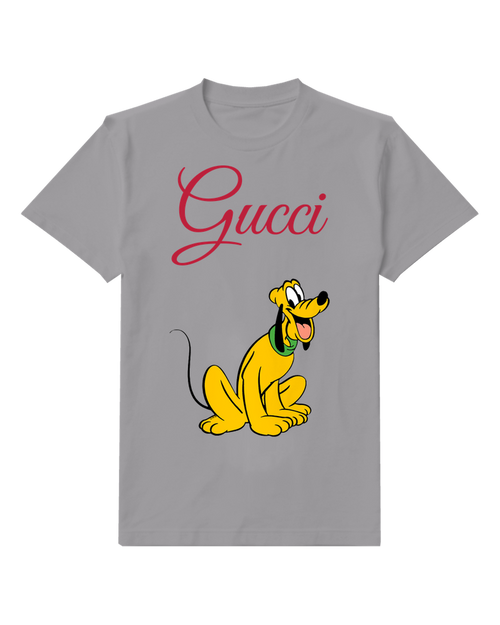 Gray Yellow Dog Sitting Happily Graphic T-Shirt - front product view