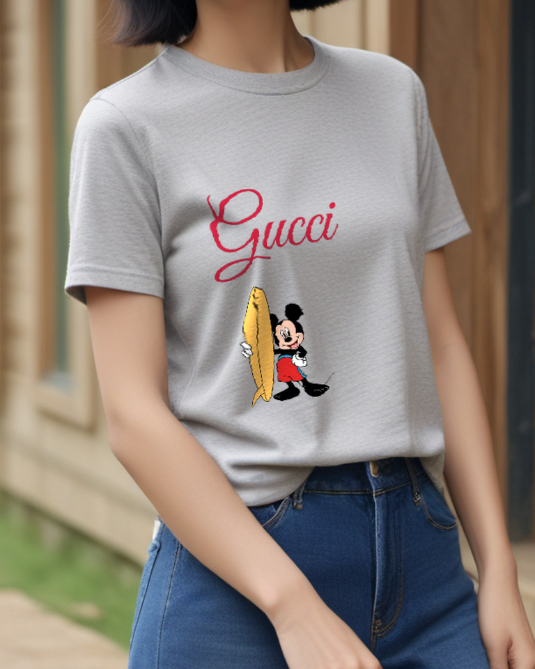 Light Gray Surfboard Mouse Graphic T-Shirt - styled view 4