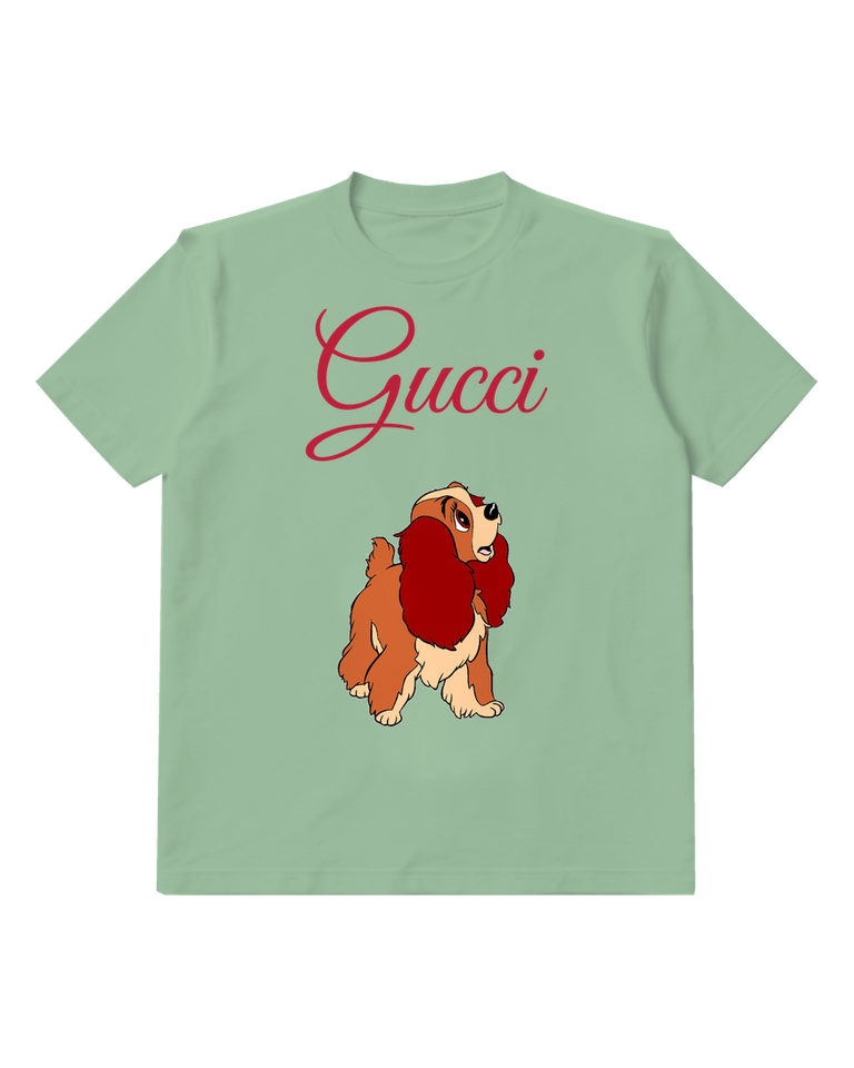 Sage Green Lady Looking Up With Long Russet Ears Graphic T-Shirt - front product view