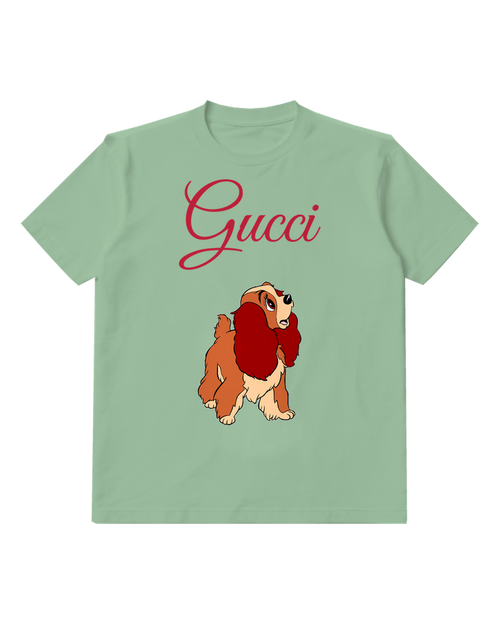 Sage Green Lady Looking Up With Long Russet Ears Graphic T-Shirt - front product view