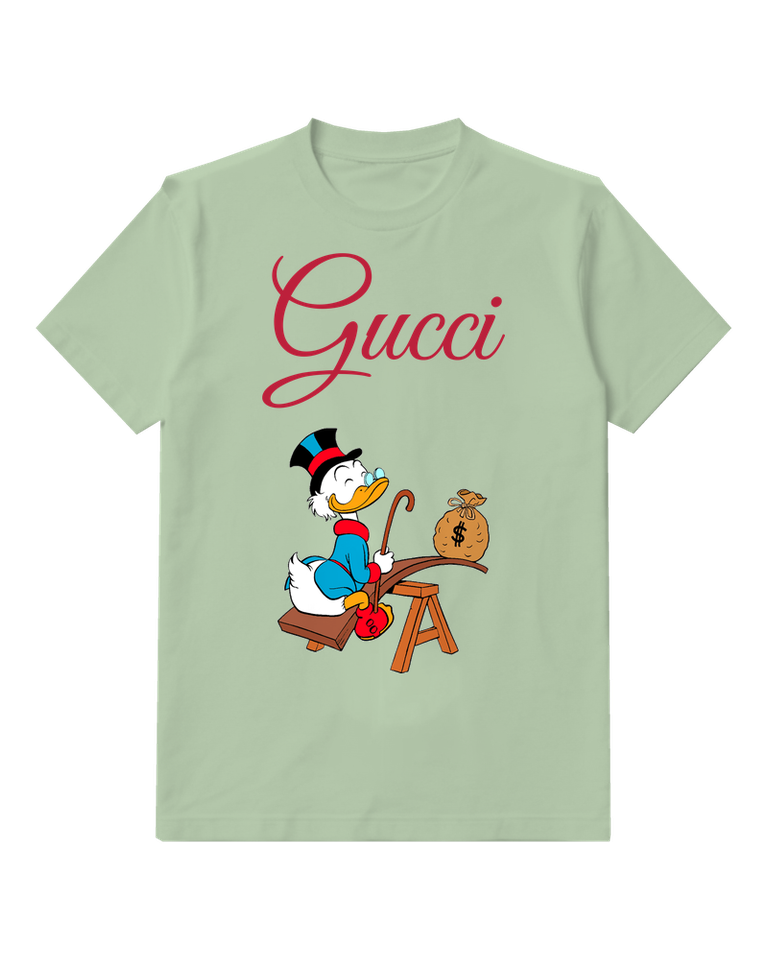 Sage Green Duck And Money Bag Graphic T-Shirt - front product view