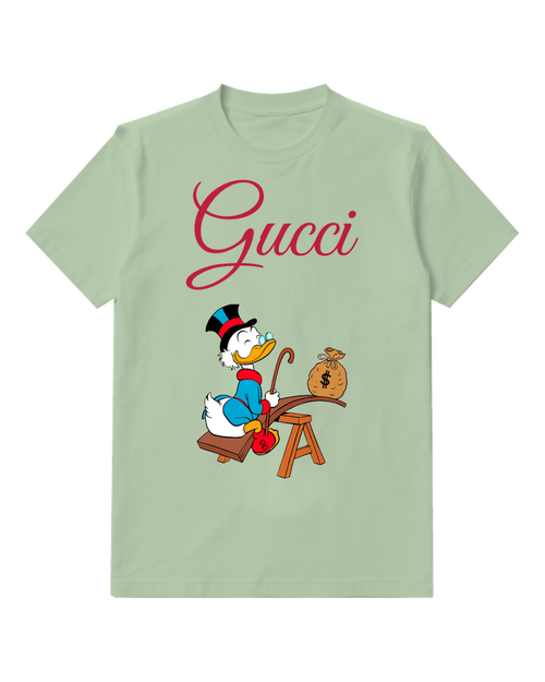 Sage Green Duck And Money Bag Graphic T-Shirt - front product view