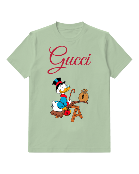 Sage Green Duck And Money Bag Graphic T-Shirt - front product view