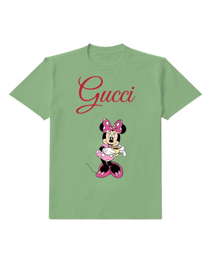 Sage Green Minnie Mouse Holding A Cup Graphic T-Shirt - front product view