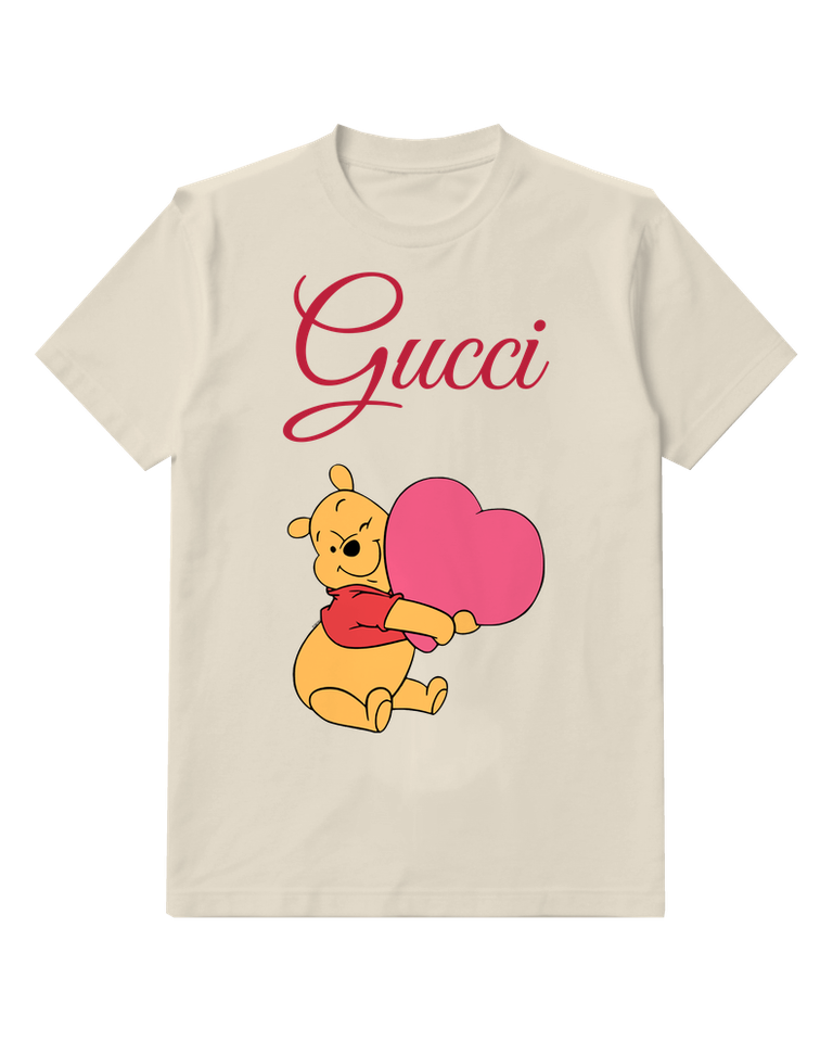 Ivory Bear Big Pink Heart Graphic T-Shirt - front product view