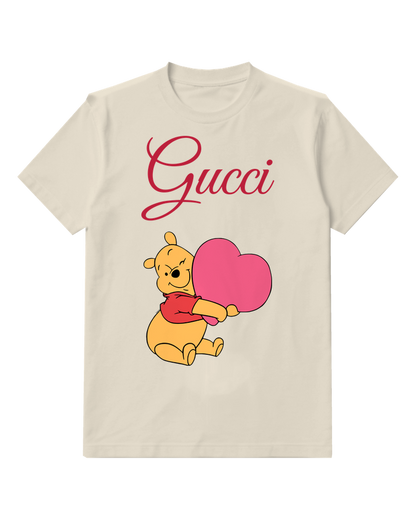 Ivory Bear Big Pink Heart Graphic T-Shirt - front product view