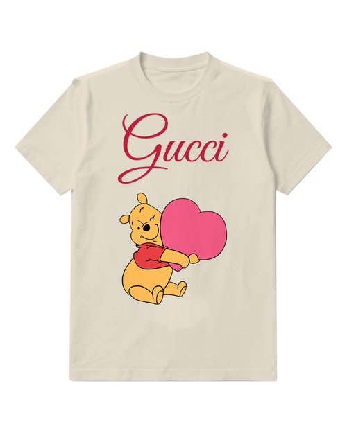 Ivory Bear Big Pink Heart Graphic T-Shirt - front product view
