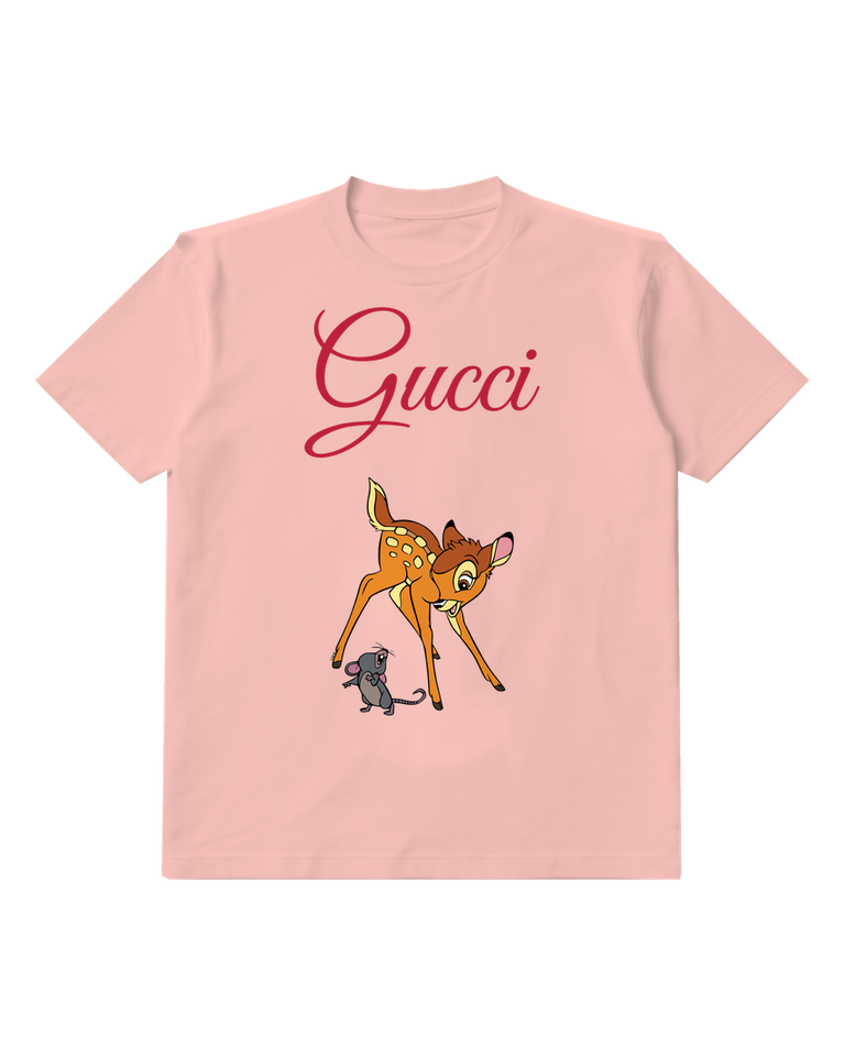 Blush Pink Fawn Tiny Gray Companion Graphic T-Shirt - front product view