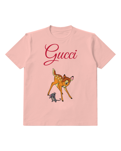 Blush Pink Fawn Tiny Gray Companion Graphic T-Shirt - front product view