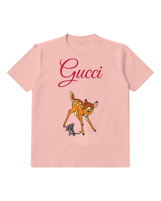 Blush Pink Fawn Tiny Gray Companion Graphic T-Shirt - front product view