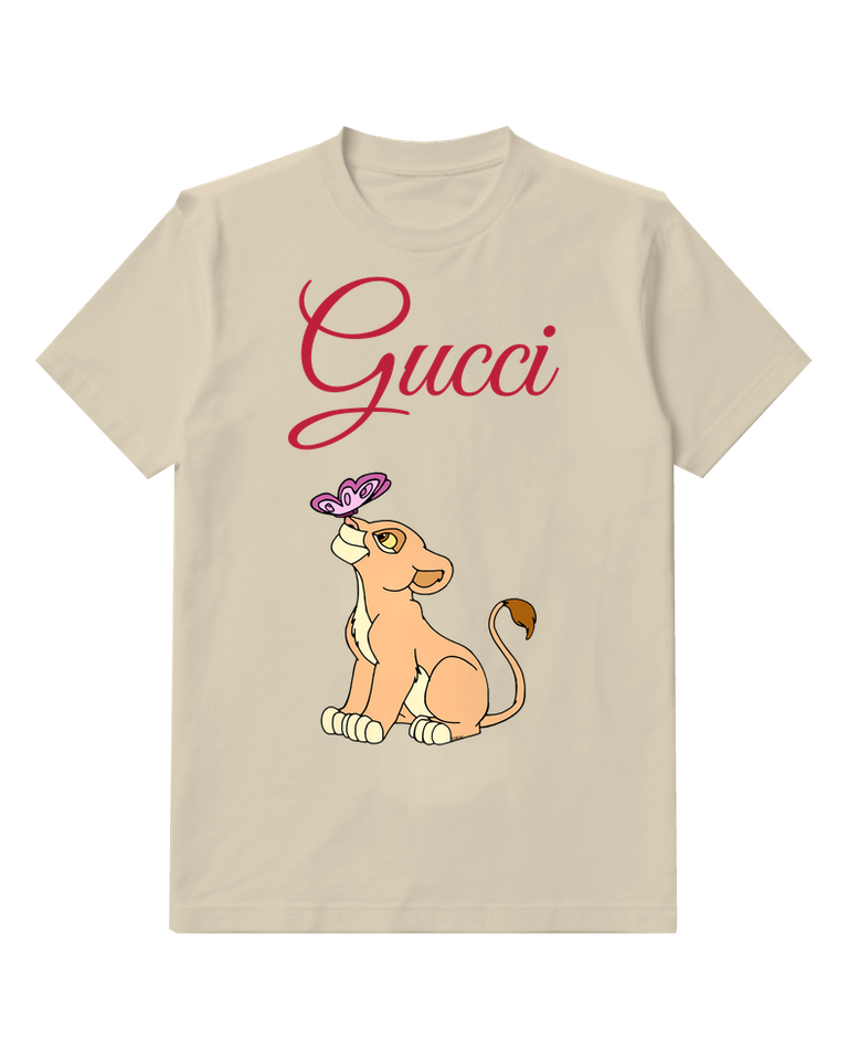 Ivory Cub Looking At Purple Butterfly Graphic T-Shirt - front product view