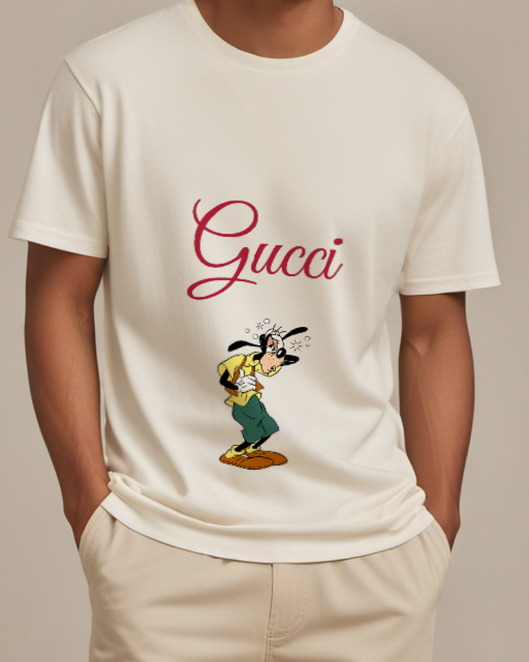 Ivory Goofy Dizzy Head Tilted Back Graphic T-Shirt - model wearing view