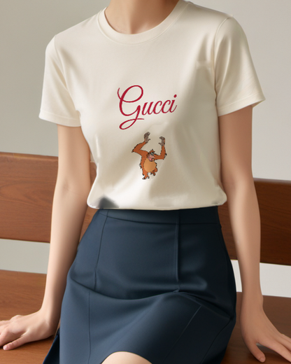 Ivory King Louie Arms Raised Joyful Expression Graphic T-Shirt - model wearing view
