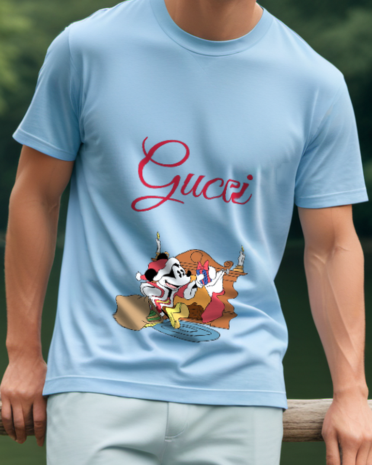 Sky Blue Mouse Royal Chair Graphic T-Shirt - model wearing view