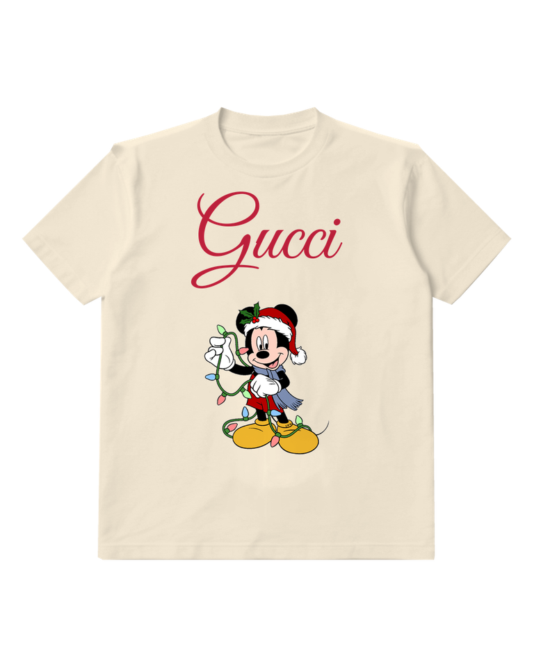 Ivory Mickey Mouse Christmas Lights Graphic T-Shirt - front product view