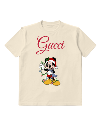 Ivory Mickey Mouse Christmas Lights Graphic T-Shirt - front product view