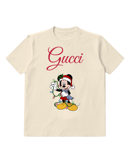 Ivory Mickey Mouse Christmas Lights Graphic T-Shirt - front product view
