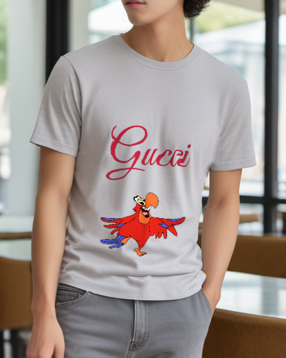 Light Gray Open Wing Red Parrot Graphic T-Shirt - styled view 5