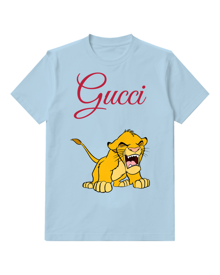 Sky Blue Roaring Lion Cub Graphic T-Shirt - front product view