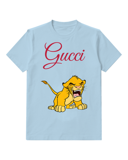 Sky Blue Roaring Lion Cub Graphic T-Shirt - front product view