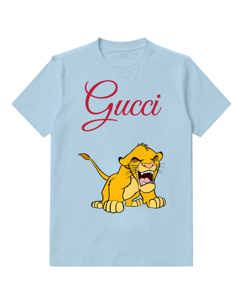 Sky Blue Roaring Lion Cub Graphic T-Shirt - front product view