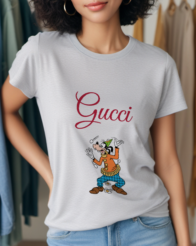 Light Gray Checked Trousers Dog Graphic T-Shirt - styled view 2