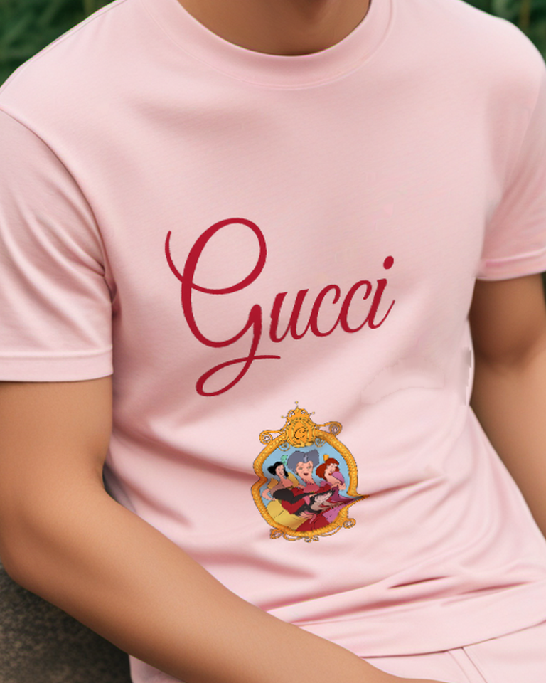 Blush Pink Mouse Ornate Oval Frame Graphic T-Shirt - model wearing view