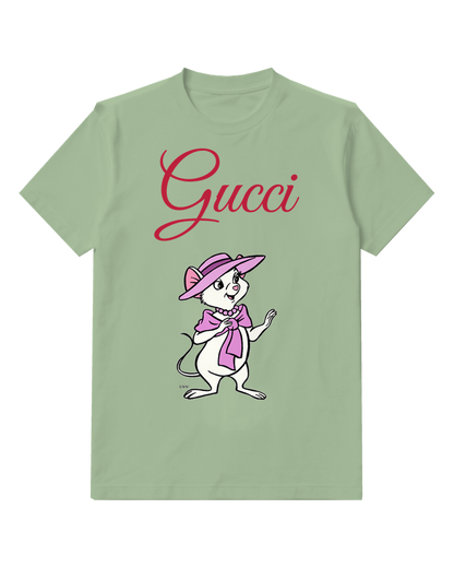 Sage Green Bianca Mouse In Hat And Bow Graphic T-Shirt - front product view