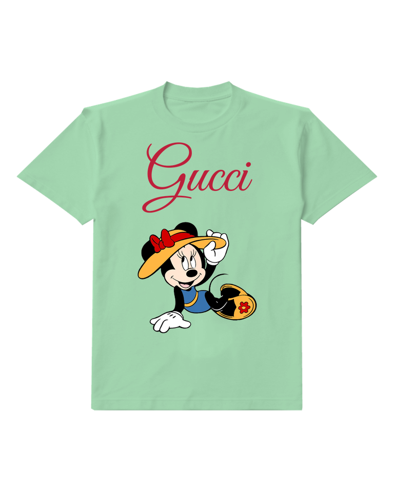 Sage Green Minnie Mouse In Summer Pose Graphic T-Shirt - front product view