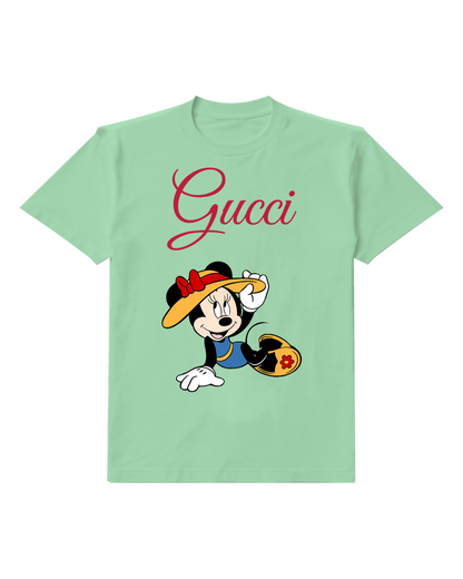 Sage Green Minnie Mouse In Summer Pose Graphic T-Shirt - front product view