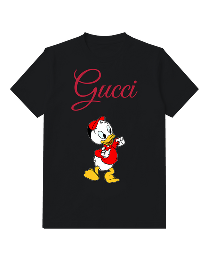 Black Red Cap Young Duck Graphic T-Shirt - front product view