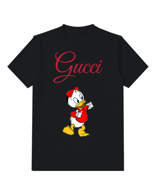 Black Red Cap Young Duck Graphic T-Shirt - front product view
