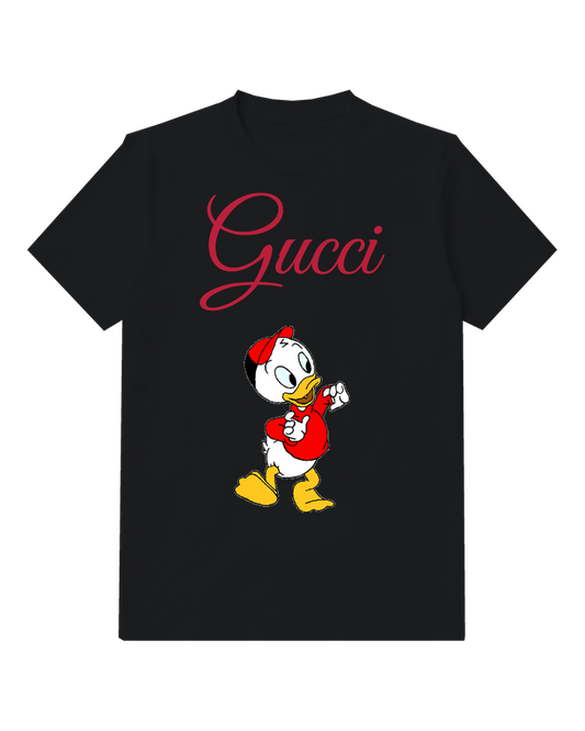 Black Red Cap Young Duck Graphic T-Shirt - front product view