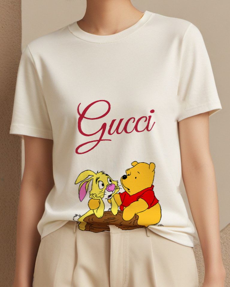 Ivory Winnie The Pooh And Rabbit Graphic T-Shirt - model wearing view