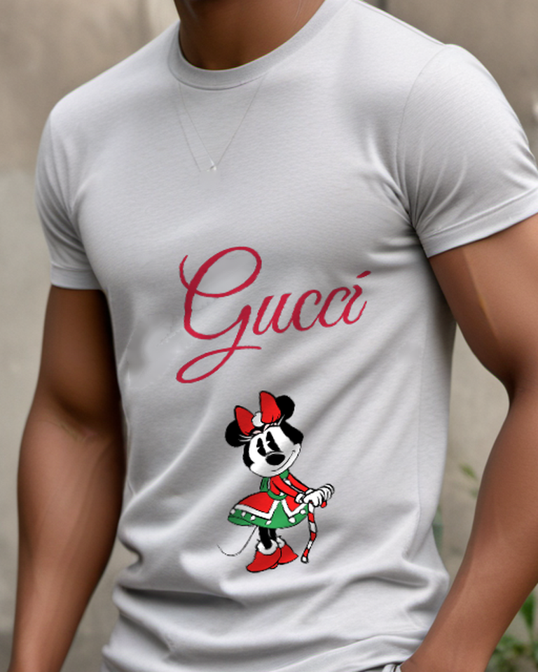 Light Gray Minnie Mouse Holding Candy Cane Graphic T-Shirt - model wearing view