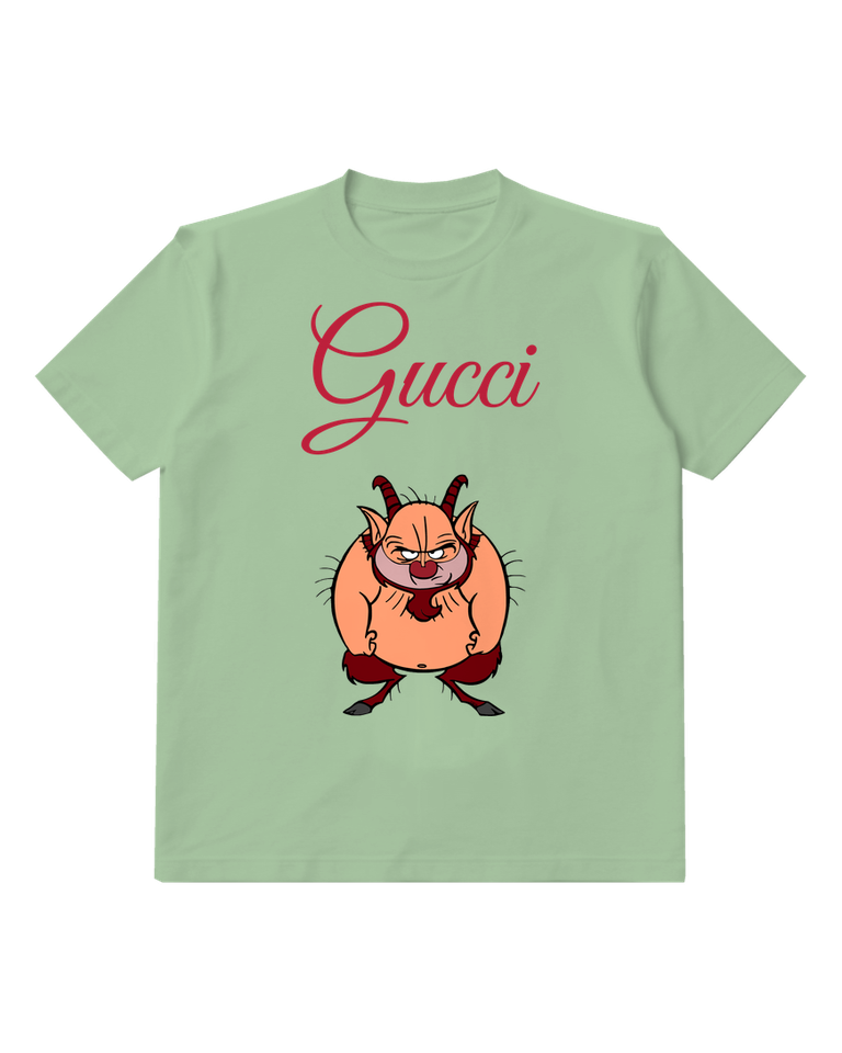 Sage Green Grinning Horned Satyr Graphic T-Shirt - front product view