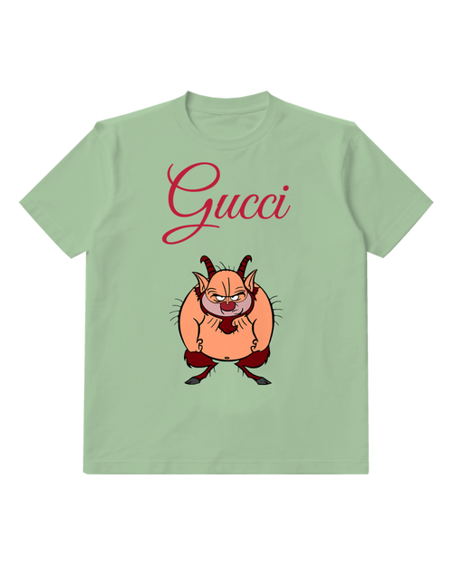 Sage Green Grinning Horned Satyr Graphic T-Shirt - front product view