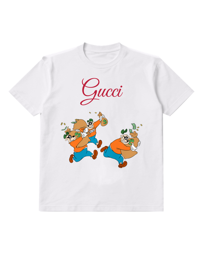 White Two Orange Shirt Dogs Graphic T-Shirt - front product view