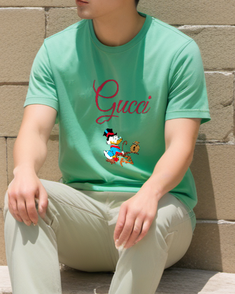 Sage Green Duck And Money Bag Graphic T-Shirt - styled view 5