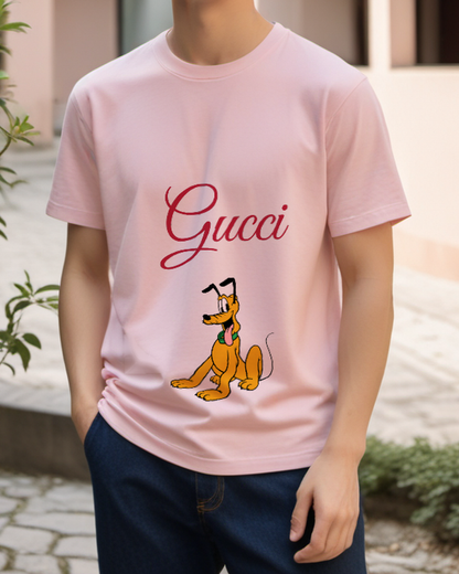 Blush Pink Seated Green Collar Dog Graphic T-Shirt - styled view 2