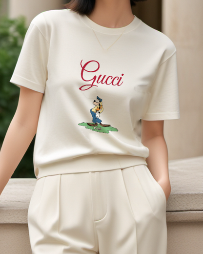 Light Gray Goofy Golfing With Club And Ball Graphic T-Shirt - model wearing view