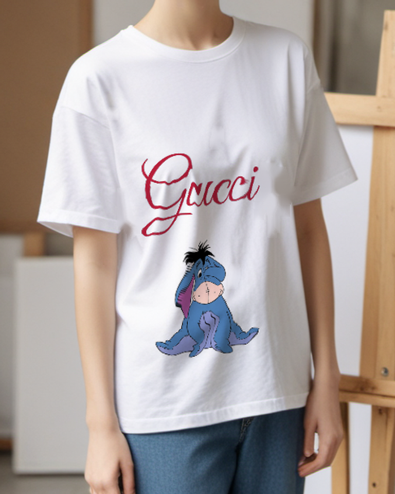 White Seated Blue Donkey Graphic T-Shirt - styled view 1