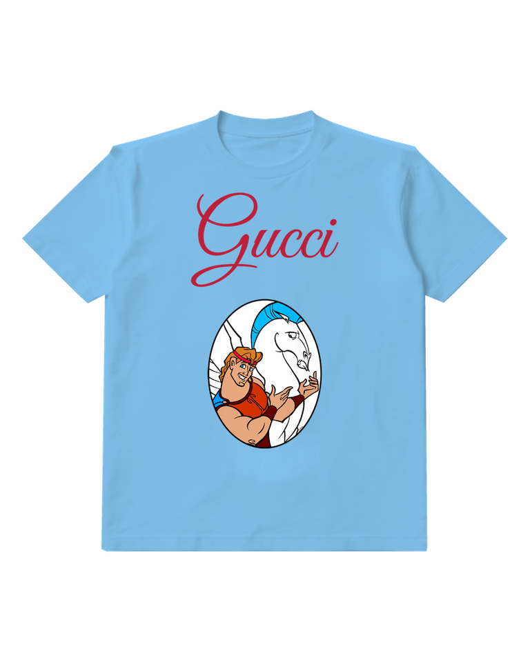 Sky Blue Hero Horse Oval Portrait Graphic T-Shirt - front product view