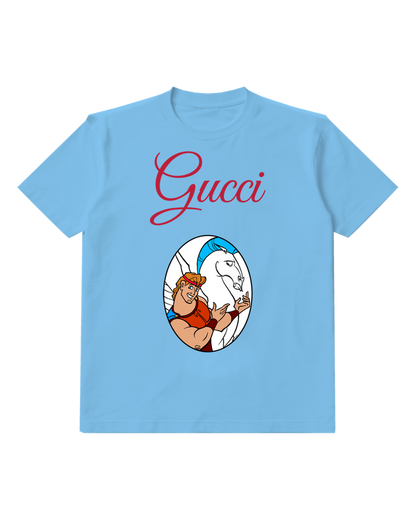 Sky Blue Hero Horse Oval Portrait Graphic T-Shirt - front product view