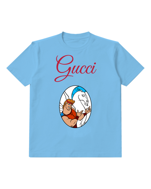 Sky Blue Hero Horse Oval Portrait Graphic T-Shirt - front product view