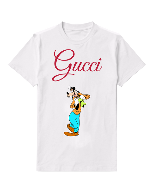 White Goofy Holding Green Glove Graphic T-Shirt - front product view