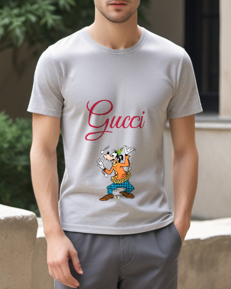 Light Gray Checked Trousers Dog Graphic T-Shirt - styled view 1