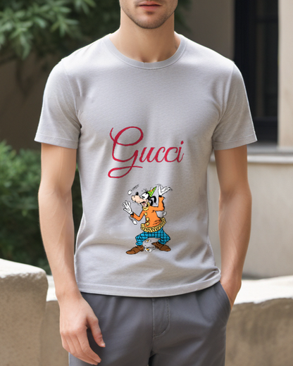 Light Gray Checked Trousers Dog Graphic T-Shirt - styled view 1
