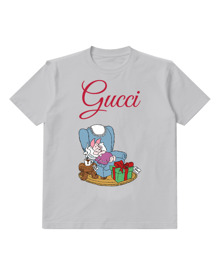 Light Gray Piglet Naps In Armchair Graphic T-Shirt - front product view
