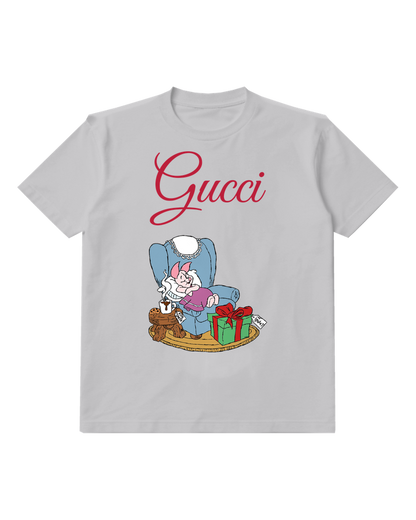 Light Gray Piglet Naps In Armchair Graphic T-Shirt - front product view